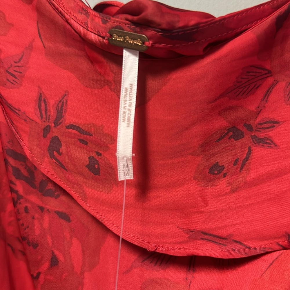 Free People These Nights Blouse in Red Combo NWT Size small - Picture 7 of 7